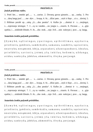 Priešdėlis. Užduotys 5 kl