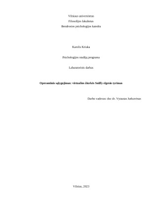 Operantinis sąlygojimas: virtualios žiurkės Sniffy elgesio tyrimas