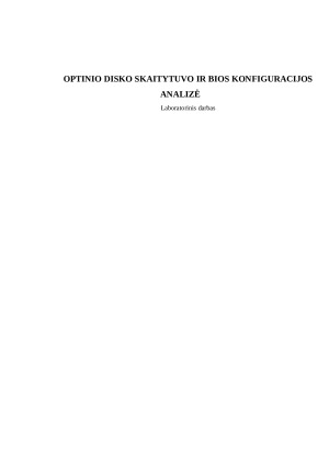 Optinio disko skaitytuvo ir BIOS konfiguracijos analizė