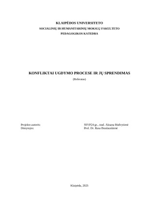 KONFLIKTAI UGDYMO PROCESE IR JŲ SPRENDIMAS