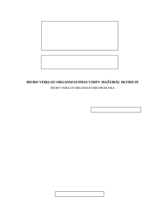 BIURO VEIKLOS ORGANIZAVIMAS VSDFV MAŽEIKIŲ SKYRIUJE