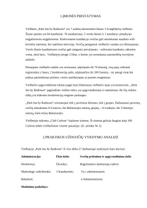 Profesinės praktikos ataskaita viešbutyje Park Inn by Radisson. Paveikslėlis 4