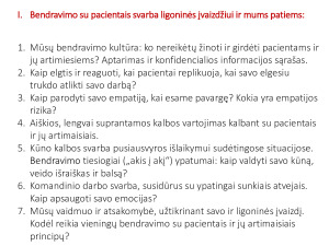 Bendravimo su pacientais ir jų artimaisiais įgūdžių tobulinimas. Paveikslėlis 2