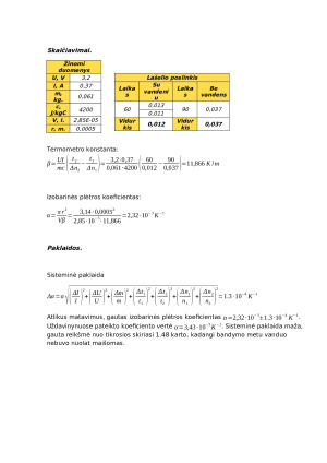 Oro šiluminės plėtros koeficiento radimas kalorimetriniu būdu. Paveikslėlis 3