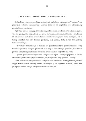 „Novaturas“ PASLAUGŲ PASIŪLOS DIFERENCIJAVIMAS, POZICIONAVIMAS  IR KOMUNIKACIJA. Paveikslėlis 10
