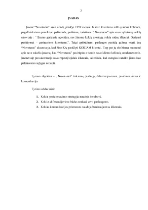„Novaturas“ PASLAUGŲ PASIŪLOS DIFERENCIJAVIMAS, POZICIONAVIMAS  IR KOMUNIKACIJA. Paveikslėlis 3