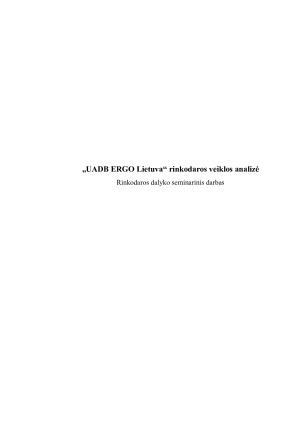„UADB ERGO Lietuva“ rinkodaros veiklos analizė