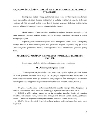 AB ‘‘Pieno žvaigždės‘‘ rinkodaros planas. Paveikslėlis 8