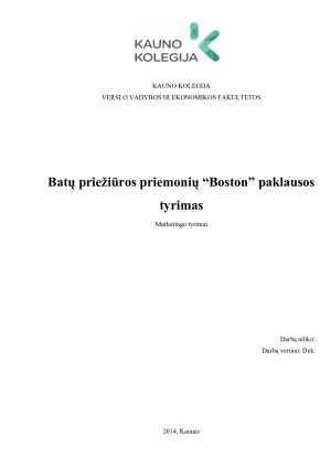 Batų priežiūros priemonių “Boston” paklausos tyrimas