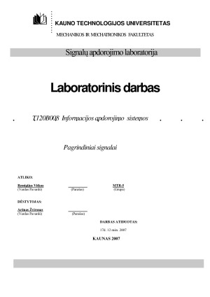 Informacijos apdorojimo sistemos. Pagrindiniai signalai