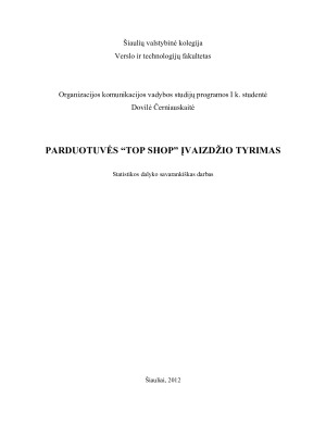 PARDUOTUVĖS “TOP SHOP” ĮVAIZDŽIO TYRIMAS. Paveikslėlis 1