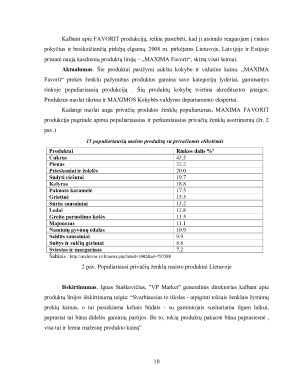 UAB MAXIMA GRUPĖ GAMINAMOS PRODUKCIJOS MAXIMA FAVORIT PRODUKTŲ ANALIZĖ IR EKSPORTO Į NORVEGIJĄ GALIMYBĖS. Paveikslėlis 10