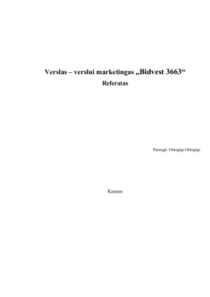 Verslas – verslui marketingas „Bidvest 3663“