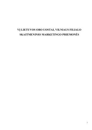 VĮ LIETUVOS ORO UOSTAI, VILNIAUS FILIALO SKAITMENINIO MARKETINGO PRIEMONĖS