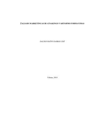 ŽALIASIS MARKETINGAS IR ATSAKINGO VARTOJIMO FORMAVIMAS