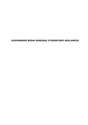SUDOMINIMO BŪDAI RENGINIŲ STUDENTAMS REKLAMOSE