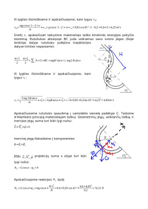 Pagrindinių dinamikos teoremų taikymas materialiojo taško judėjimui tirti. Namų darbas. Paveikslėlis 2