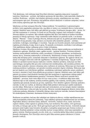DVIEJŲ UGDYMO FILOSOFIJOS SRIČIŲ IDEALIZMO IR REALIZMO PALYGINIMAS. Paveikslėlis 2