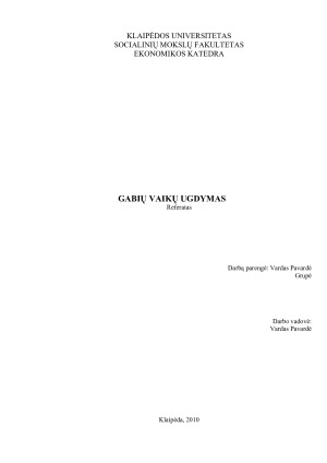 GABIŲ VAIKŲ UGDYMAS