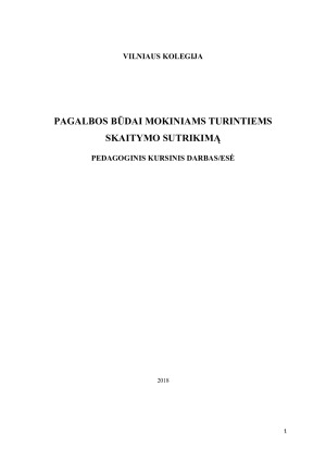 PAGALBOS BŪDAI MOKINIAMS TURINTIEMS SKAITYMO SUTRIKIMĄ