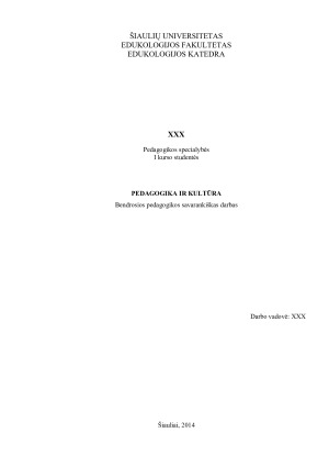 PEDAGOGIKA IR KULTŪRA