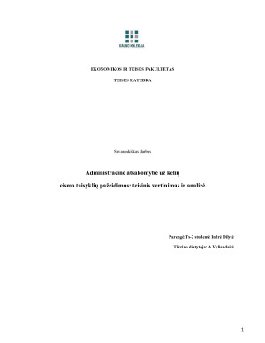 Administracinė atsakomybė už kelių eismo taisyklių pažeidimus - teisinis vertinimas ir analizė