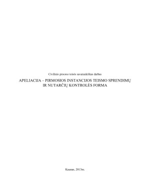 APELIACIJA – PIRMOSIOS INSTANCIJOS TEISMO SPRENDIMŲ IR NUTARČIŲ KONTROLĖS FORMA