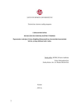 Paprastosios vaikinų reakcijos į šviesos dirgiklį priklausomybė po ekscentrinio-koncentrinio krūvio, tyrimą atliekant dešinę ranka ir dešinę koja