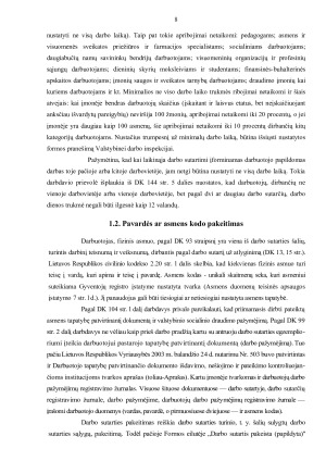 DARBO SUTARTIES ĮFORMINIMO YPATUMAI IR PAREIGINIŲ NUOSTATŲ REIKŠMINGUMAS. Paveikslėlis 8