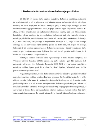 DARBO SUTARTIES NUTRAUKIMAS DARBUOTOJO INICIATYVA (ESANT IR NESANT SVARBIŲ PRIEŽASČIŲ). LYGINAMOJI ANALIZĖ SU PASIRINKTA ES VALSTYBE NARE. Paveikslėlis 4