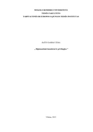 Diplomatiniai imunitetai ir privilegijos. Paveikslėlis 1