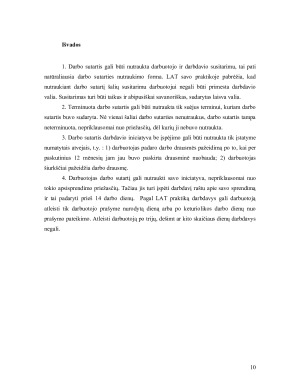 Kai kurie darbo sutarties nutraukimo pagrindai. Paveikslėlis 10