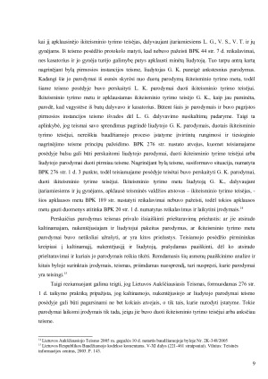 Kaltinamojo, nukentėjusiojo ir liudytojo pirmiau duotų parodymų pagarsinimo teisme legitimumas. Paveikslėlis 9