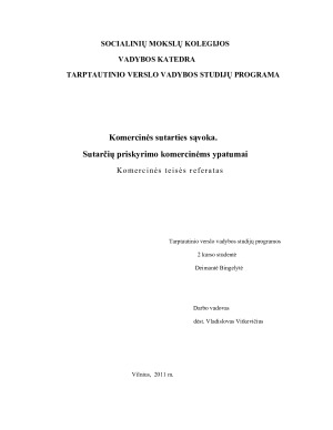 Komercinės sutarties sąvoka. Sutarčių priskyrimo komercinėms ypatumai