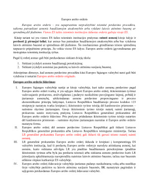 Europos arešto orderis. Konspektas