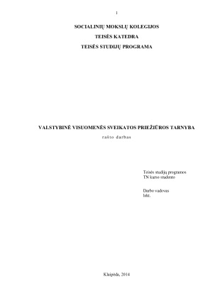 VALSTYBINĖ VISUOMENĖS SVEIKATOS PRIEŽIŪROS TARNYBA