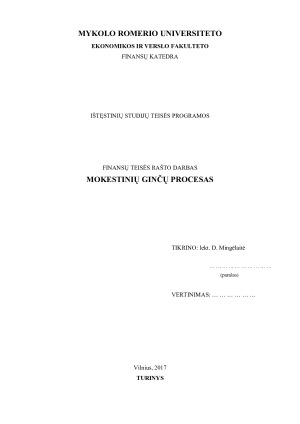 MOKESTINIŲ GINČŲ PROCESAS