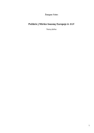 Požiūris į Mirties bausmę Europoje ir JAV