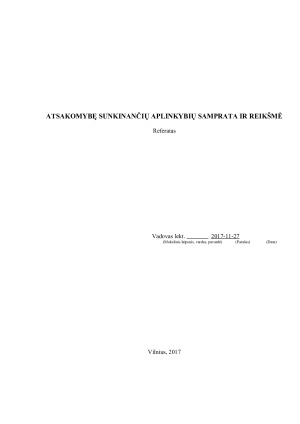 ATSAKOMYBĘ SUNKINANČIŲ APLINKYBIŲ SAMPRATA IR REIKŠMĖ