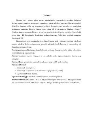 Europos Sąjungos ir nacionalinės teisės reglamentuojančių finansų teisę ypatumai. Paveikslėlis 3
