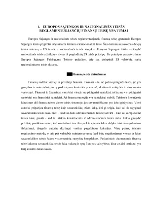 Europos Sąjungos ir nacionalinės teisės reglamentuojančių finansų teisę ypatumai. Paveikslėlis 4