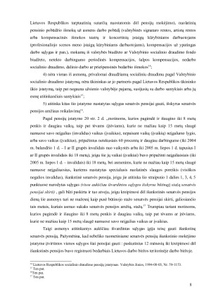 Išankstinis valstybinės socialinio draudimo senatvės pensijos, jų reikšmė ir atsiradimo prielaidos. Paveikslėlis 8