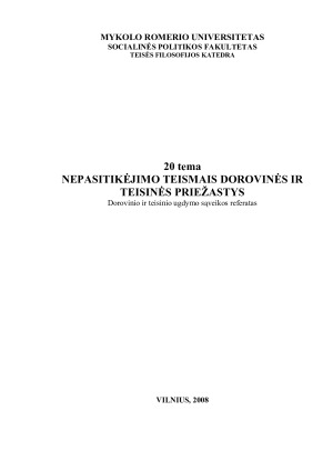 NEPASITIKĖJIMO TEISMAIS DOROVINĖS IR TEISINĖS PRIEŽASTYS
