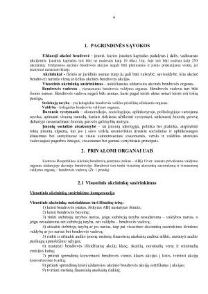 PRIVALOMI IR GALIMI ORGANAI UŽDAROJOJE AKCINĖJE BENDROVĖJE, JŲ SUDARYMO TVARKA. STEIGIMO SUTARTIS IR BENDROVĖS ĮSTATAI. Paveikslėlis 4