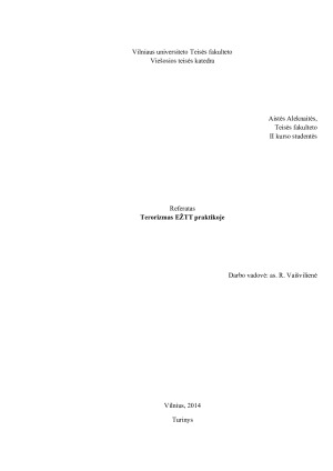 Terorizmas EŽTT praktikoje