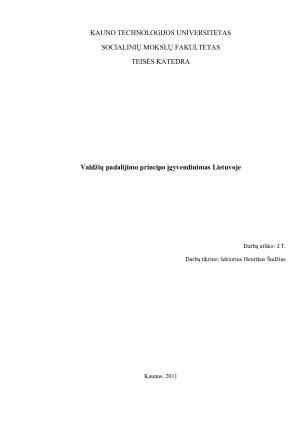 Valdžių padalijimo principo įgyvendinimas Lietuvoje