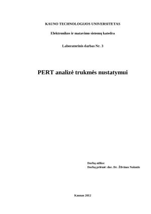 PERT analizė trukmės nustatymui