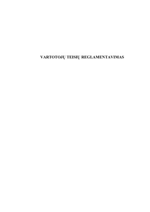 VARTOTOJŲ TEISIŲ REGLAMENTAVIMAS