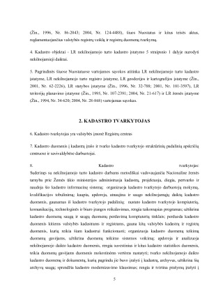 TEISĖS AKTŲ REGLAMENTUOJANČIŲ ŽEMĖS SKLYPŲ KADASTRINIUS DARBUS APŽVALGA. Paveikslėlis 5