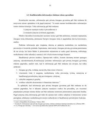 Teisės į privatų gyvenimo neliečiamumą bei teisės į informaciją derinimas. Paveikslėlis 10